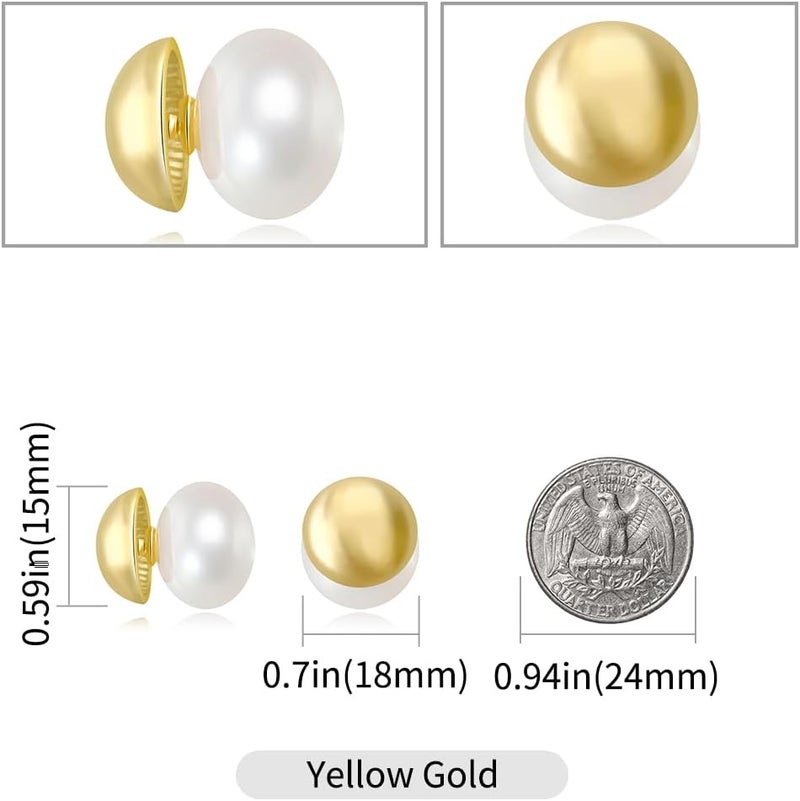Surrounded Forest Store Double Ball Jacket Earrings for Women Front Back 2 in 1 Stud Earrings Pearl Ball Earrings - Image 2